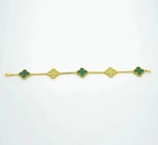[MIRA]New  CLOVER 5 MOTIF MALACHITE BRACELET COLLECTION