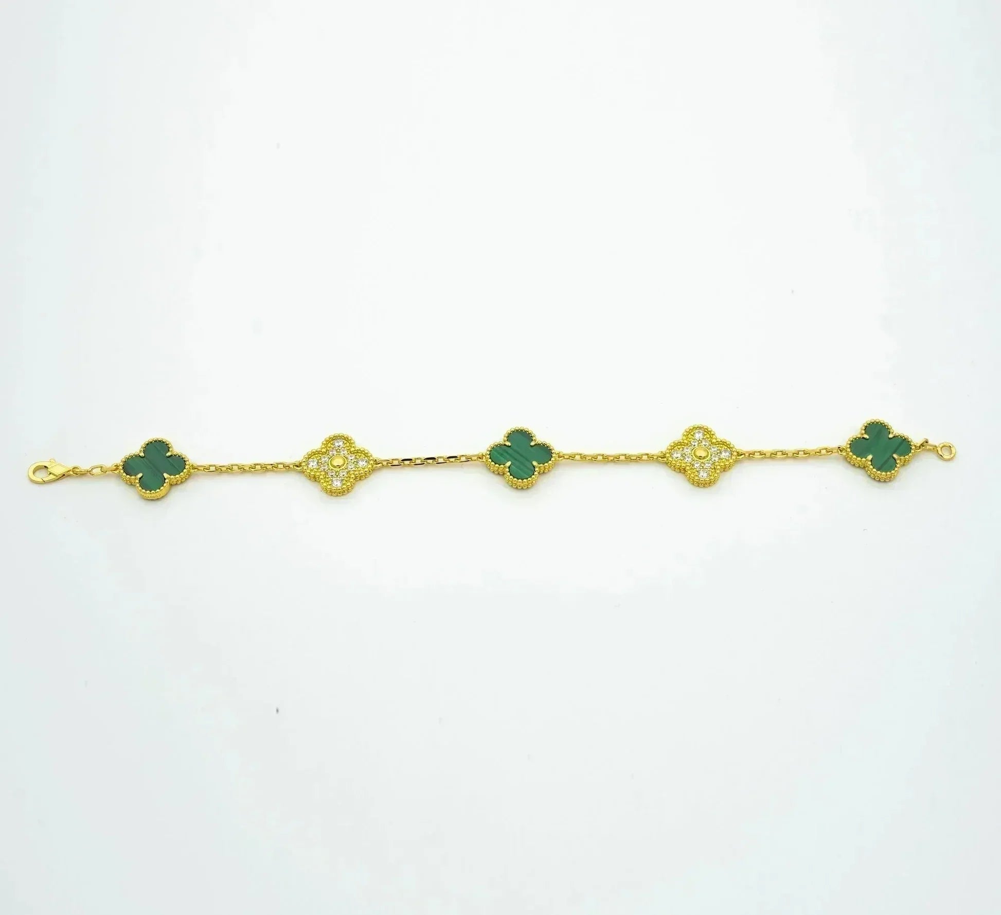 [MIRA]New  CLOVER 5 MOTIF MALACHITE BRACELET COLLECTION