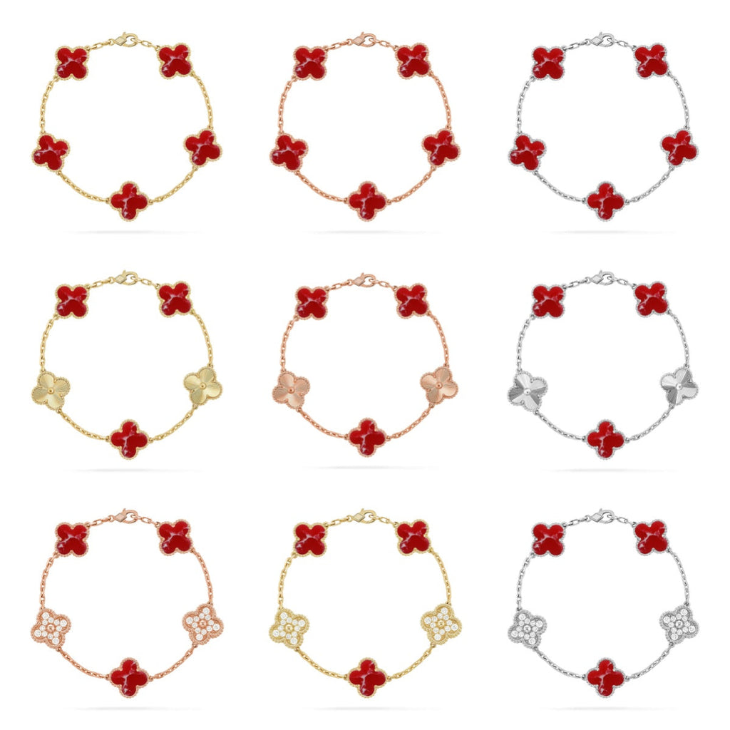 [MIRA]New CLOVER 5 MOTIF RED PATTERN BRACELET COLLECTION