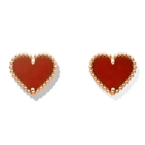 ??MIRA?¡¥HEART CARNELIAN STUD EARRINGS