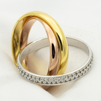 ??MIRA?¡¥TRINITY RING GOLD PINK GOLD SILVER DIAMONDS