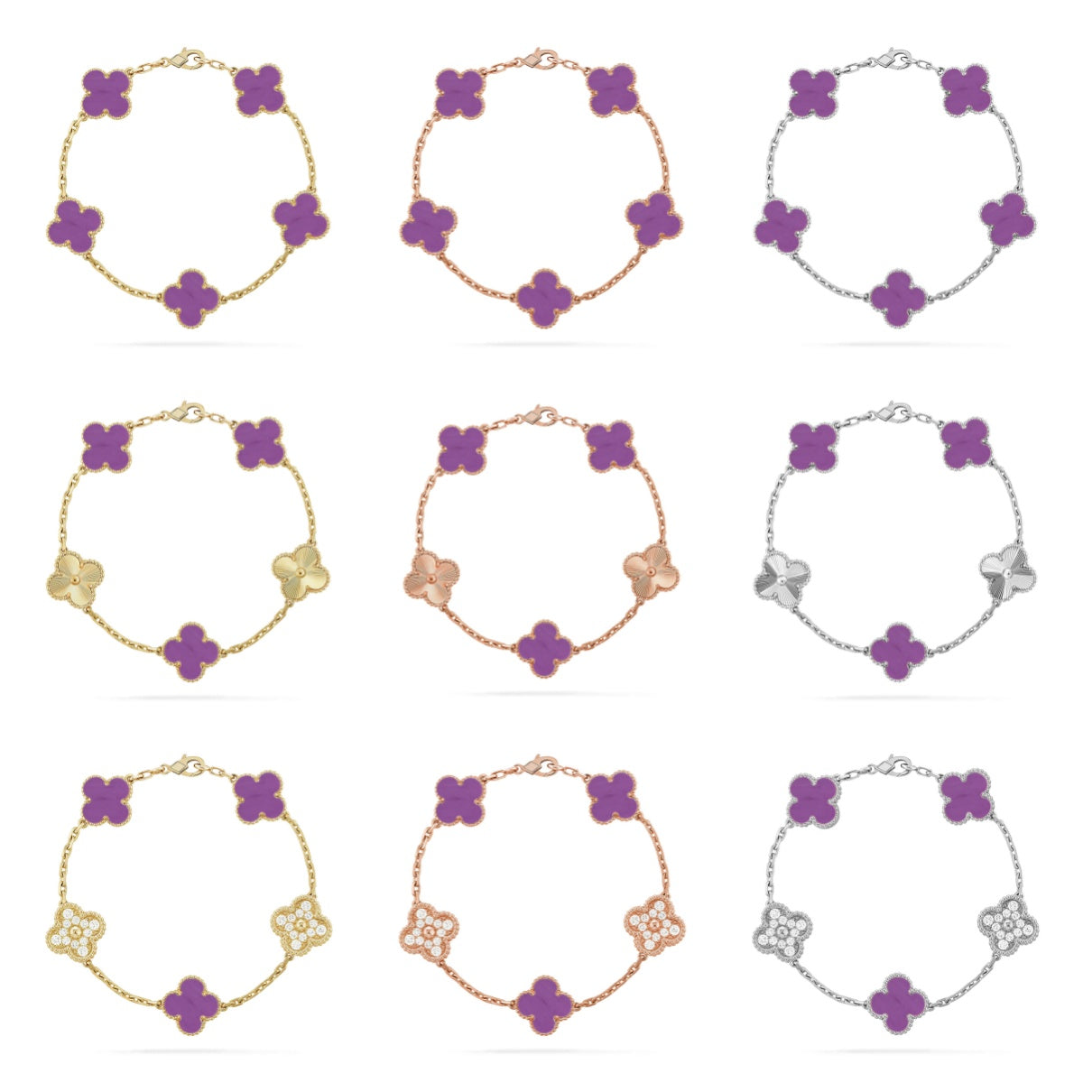 [MIRA]New  CLOVER 5 MOTIF VIOLET BRACELET COLLECTION