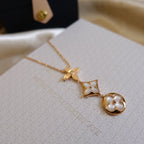 ??MIRA?¡¥COLOR BLOSSOM LARIAT NECKLACE PINK GOLD WHITE MOTHER PEARL AND DIAMOND