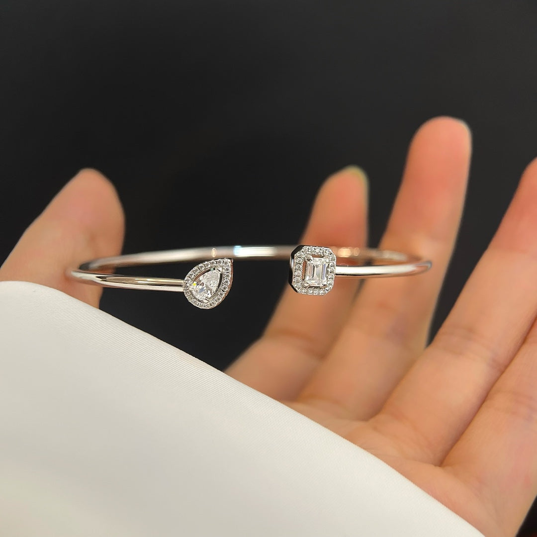 [MIRA] JONC FLEX MY TWIN TOI & MOI SILVER DIAMOND BRACELET