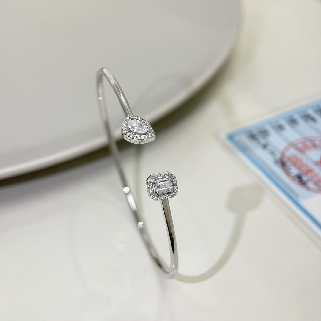 [MIRA] JONC FLEX MY TWIN TOI & MOI SILVER DIAMOND BRACELET