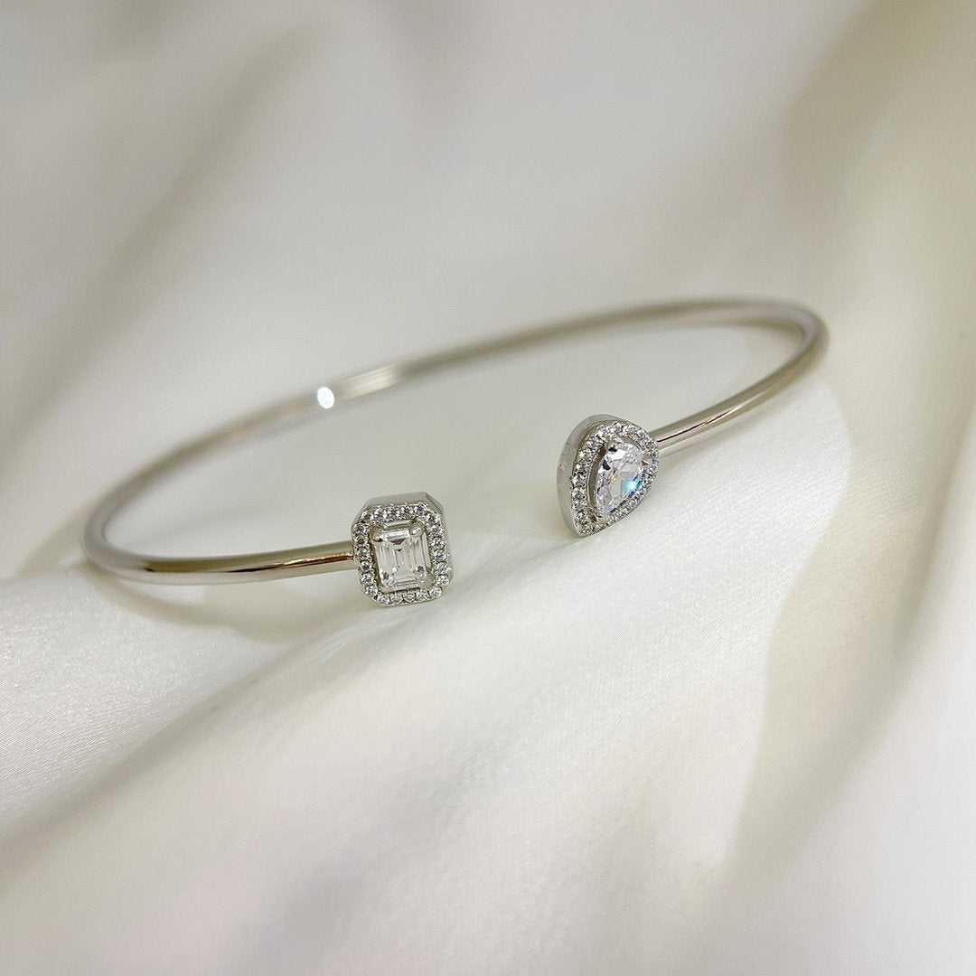 [MIRA] JONC FLEX MY TWIN TOI & MOI SILVER DIAMOND BRACELET