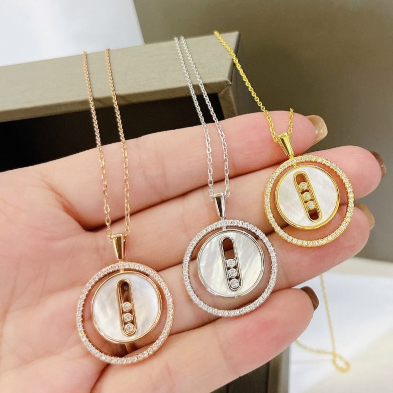 [MIRA]  MOVE MM NACRE BLANCHE DIAMOND NECKLACE