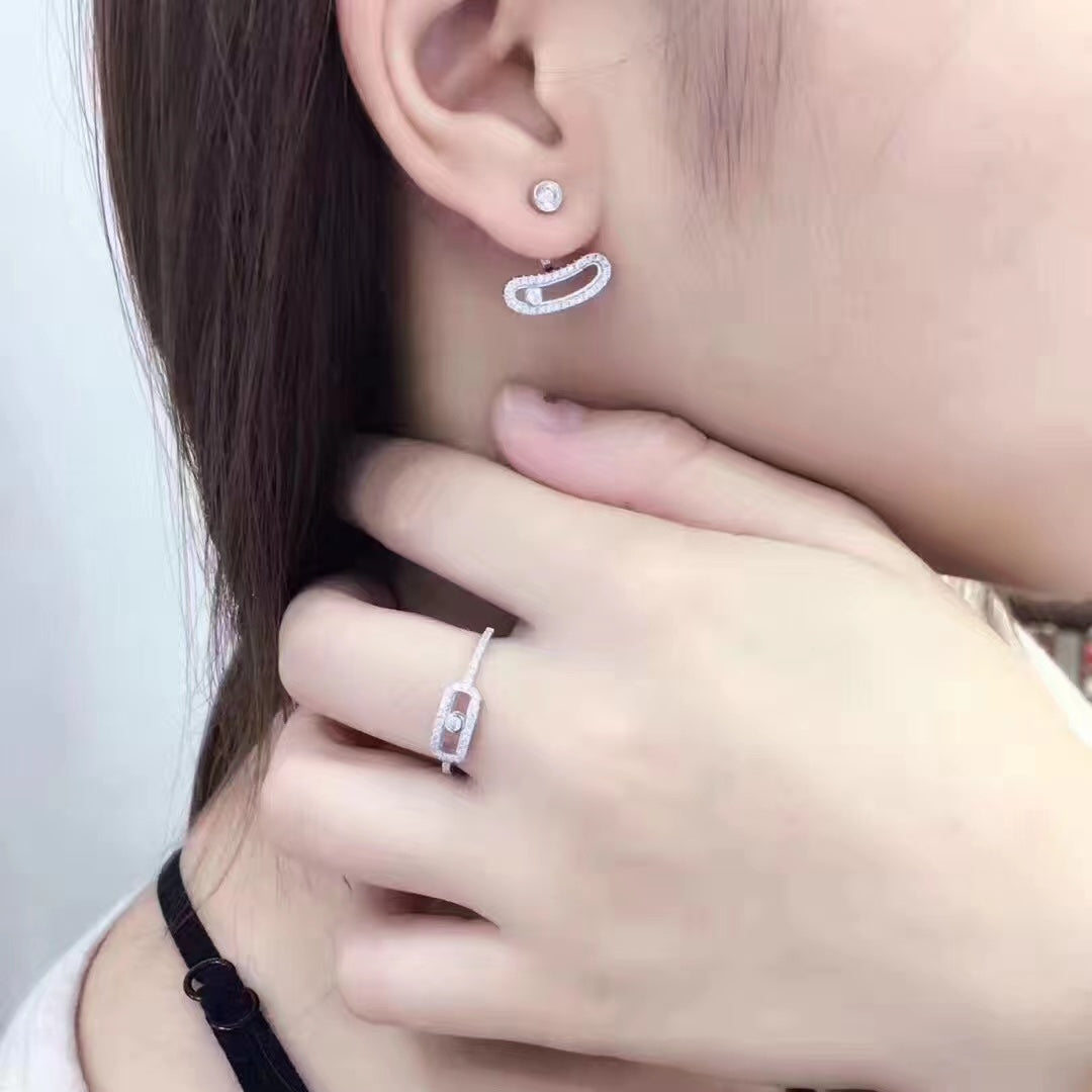 [MIRA] MOVE UNO SILVER DIAMOND EARRINGS