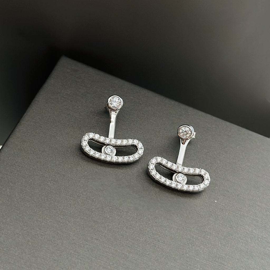 [MIRA] MOVE UNO SILVER DIAMOND EARRINGS