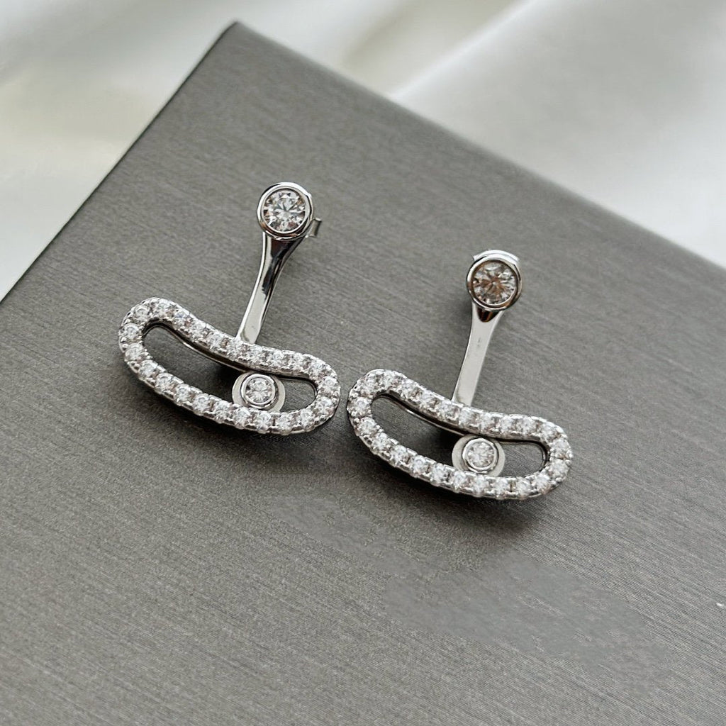 [MIRA] MOVE UNO SILVER DIAMOND EARRINGS
