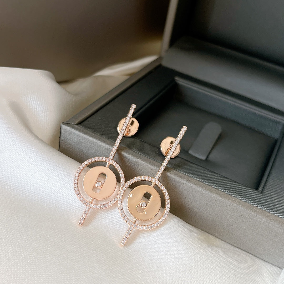 [MIRA]  MOVE ARROW PINK GOLD DIAMOND EARRINGS