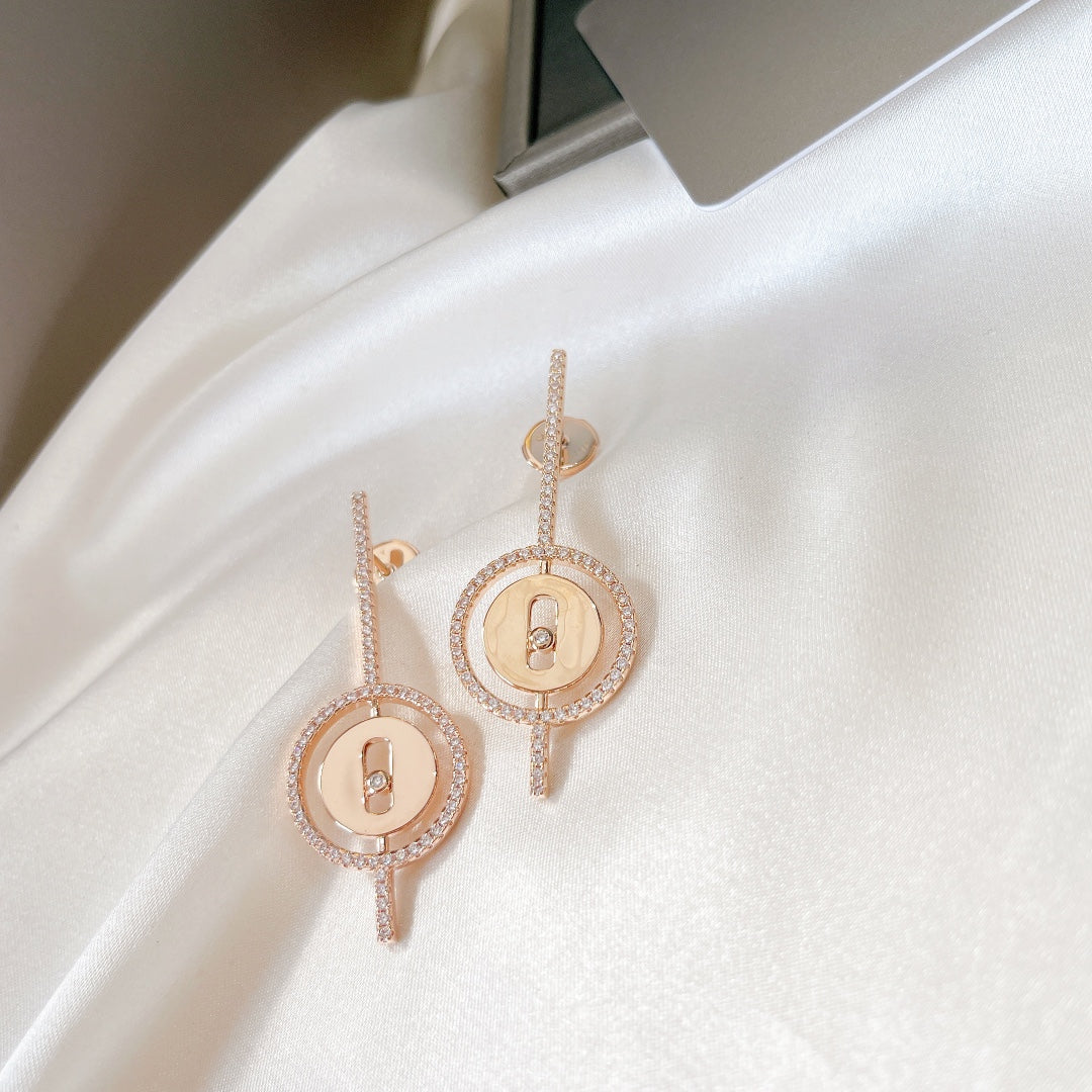 [MIRA]  MOVE ARROW PINK GOLD DIAMOND EARRINGS