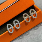 ??MIRA?¡¥HM FULL DIAMOND PIG NOSE STUD EARRINGS