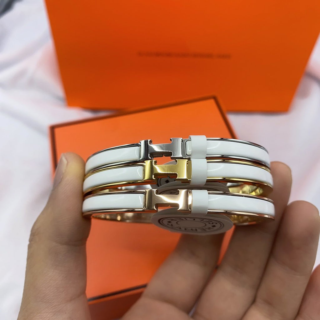 ??MIRA?¡¥CLASSIC HM CLIC WHITE 8MM ENAMEL BRACELET