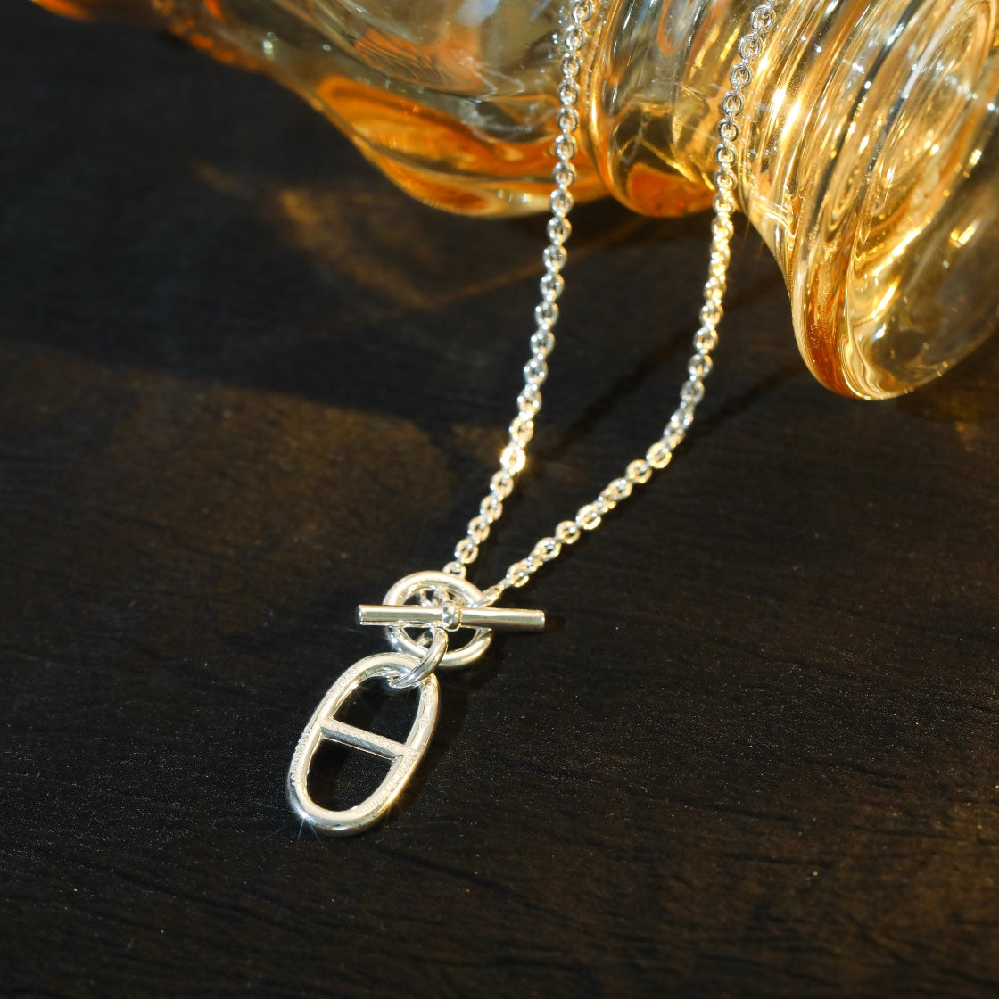??MIRA?¡¥HM CHAINE D'ANCRE PENDANT NECKLACE STERLING SILVER