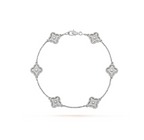 ??MIRA?¡¥CLOVER 6 MOTIF SILVER DIAMOND BRACELET