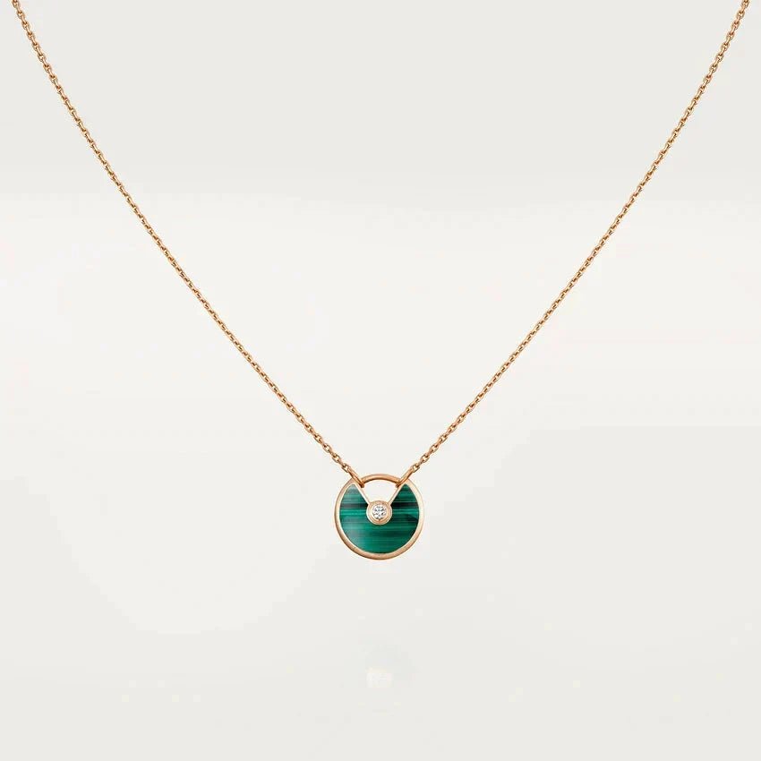 ??MIRA?¡¥AMULETTE ROSE GOLD MALACHITE NECKLACE