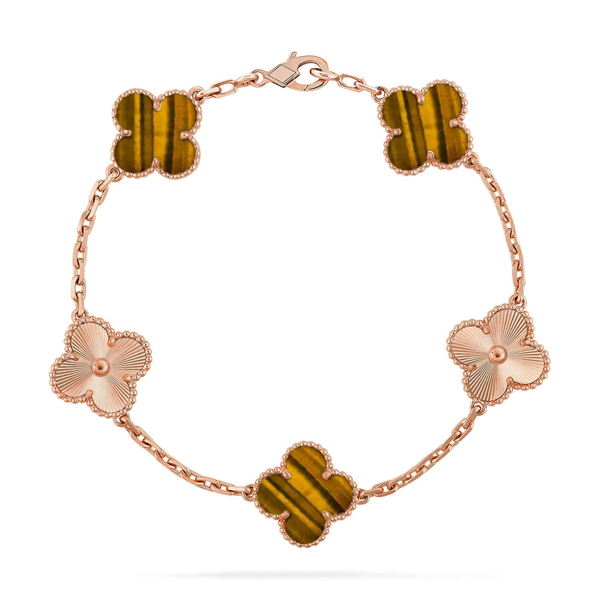 [MIRA]New  CLOVER 5 MOTIFS TIGER EYE BRACELET COLLECTION