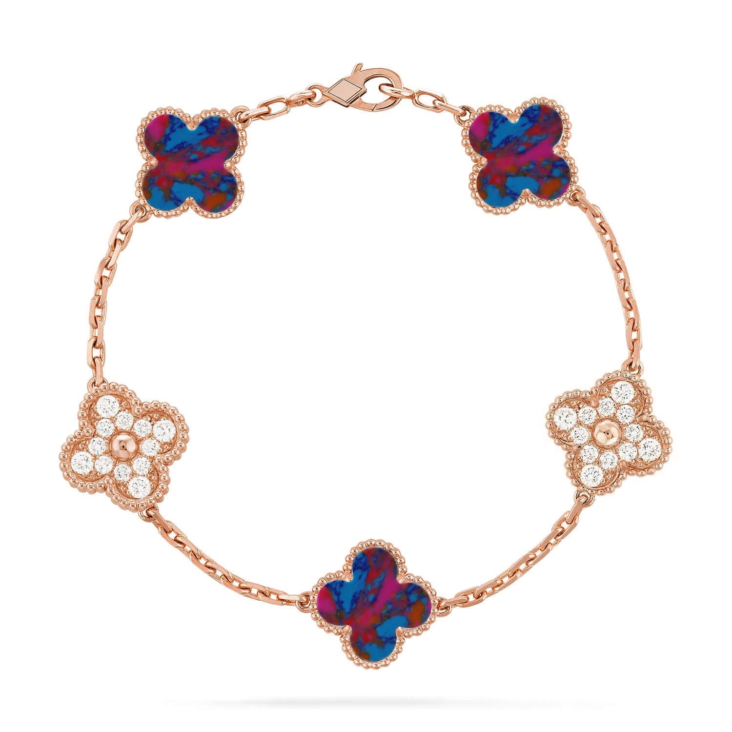 [MIRA]New CLOVER 5 MOTIF COLOR GEMSTONES BRACELET COLLECTION