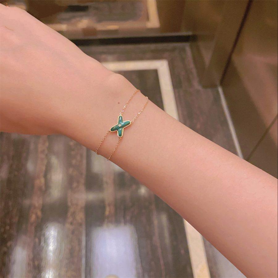 ??MIRA?¡¥JEUX BRACELET MALACHITE PINK GOLD 1 DIAMOND