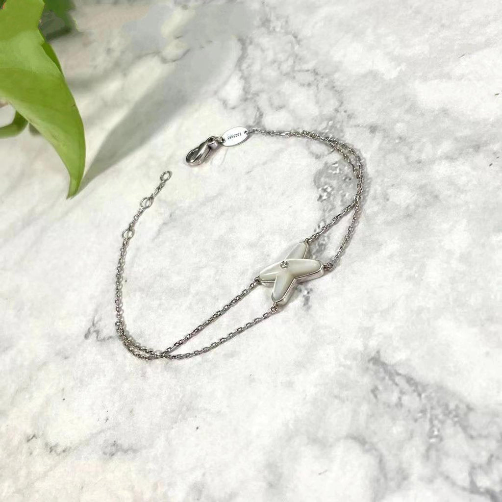 ??MIRA?¡¥JEUX BRACELET WHITE MOP SILVER 1 DIAMOND