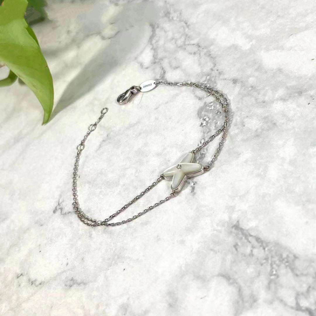 ??MIRA?¡¥JEUX BRACELET WHITE MOP SILVER 1 DIAMOND