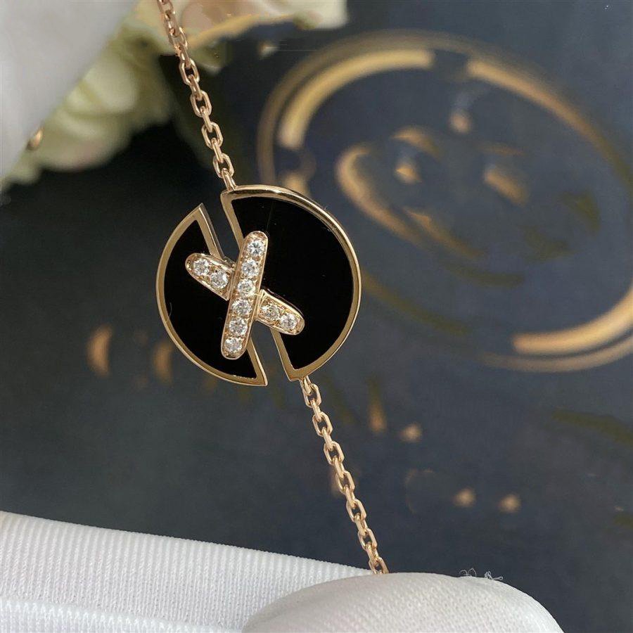 ??MIRA?¡¥JEUX DE BRACELET ONYX PINK GOLD DIAMOND