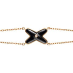 ??MIRA?¡¥JEUX BRACELET ONYX PINK GOLD 1 DIAMOND