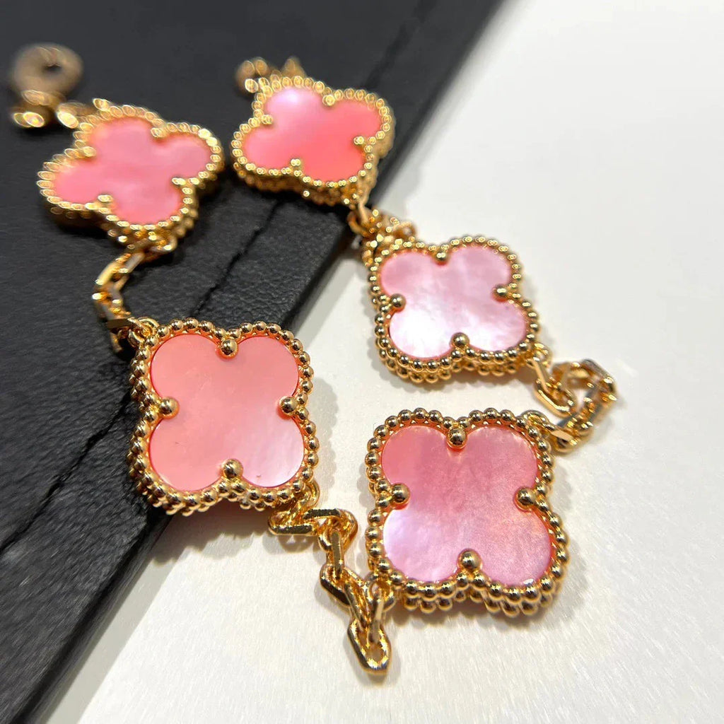 [MIRA]New  CLOVER 5 MOTIFS  PINK MOP BRACELET COLLECTION