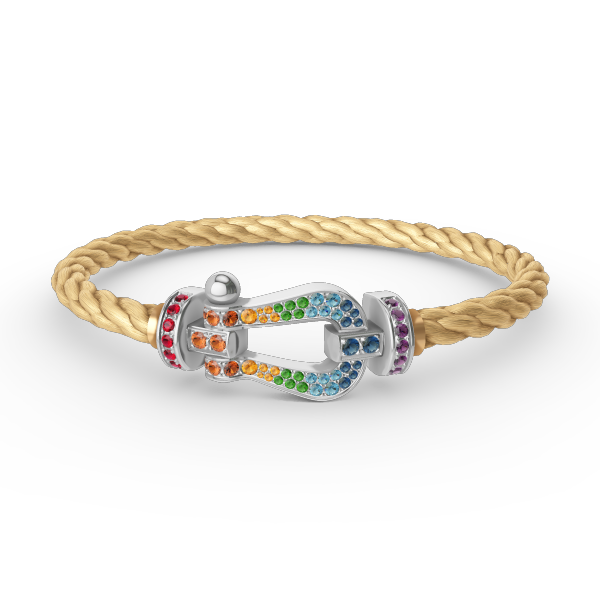 ??MIRA?¡¥FORC LARGE HORSESHOE  COLORED DIAMOND BRACELET SILVER