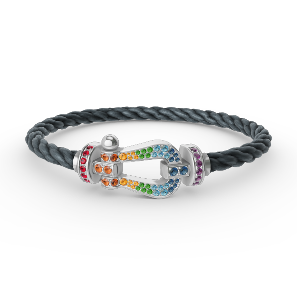 ??MIRA?¡¥FORC LARGE HORSESHOE  COLORED DIAMOND BRACELET SILVER