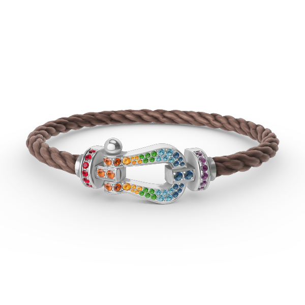 ??MIRA?¡¥FORC LARGE HORSESHOE  COLORED DIAMOND BRACELET SILVER