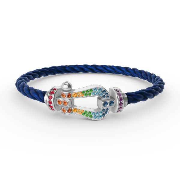 ??MIRA?¡¥FORC LARGE HORSESHOE  COLORED DIAMOND BRACELET SILVER