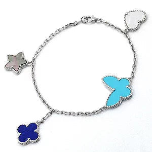 ??MIRA?¡¥LUCKY SPRING SILVER BRACELET 4 MOTIF