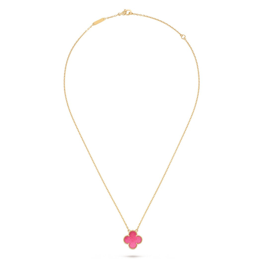 [MIRA] NEW CLOVER 15MM PINK ENAMEL NECKLACE