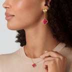 [MIRA] NEW CLOVER 15MM PINK ENAMEL NECKLACE
