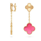[MIRA] NEW CLOVER 2 MOTIF PINK ENAMEL EARRINGS