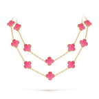 [MIRA] NEW CLOVER 20 MOTIFS PINK ENAMEL NECKLACE