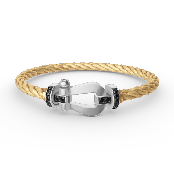 ??MIRA?¡¥FORCE LARGE HORSESHOE BLACK DIAMOND BRACELET SILVER