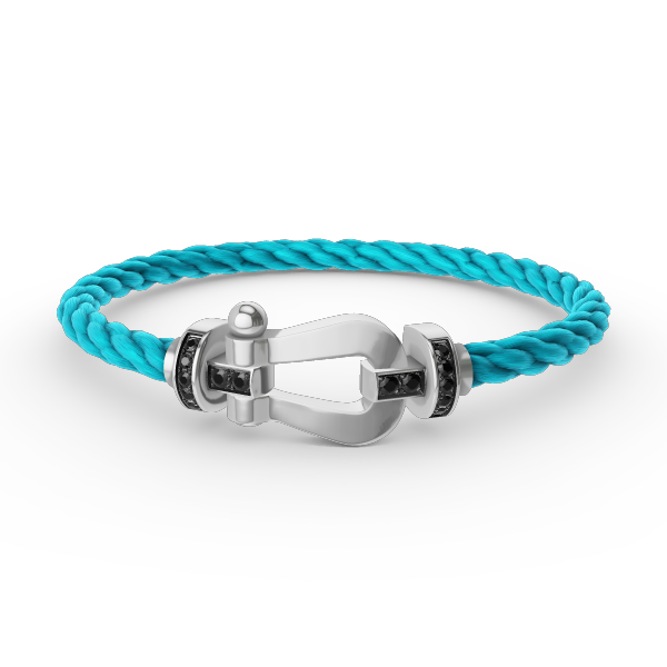 ??MIRA?¡¥FORCE LARGE HORSESHOE BLACK DIAMOND BRACELET SILVER