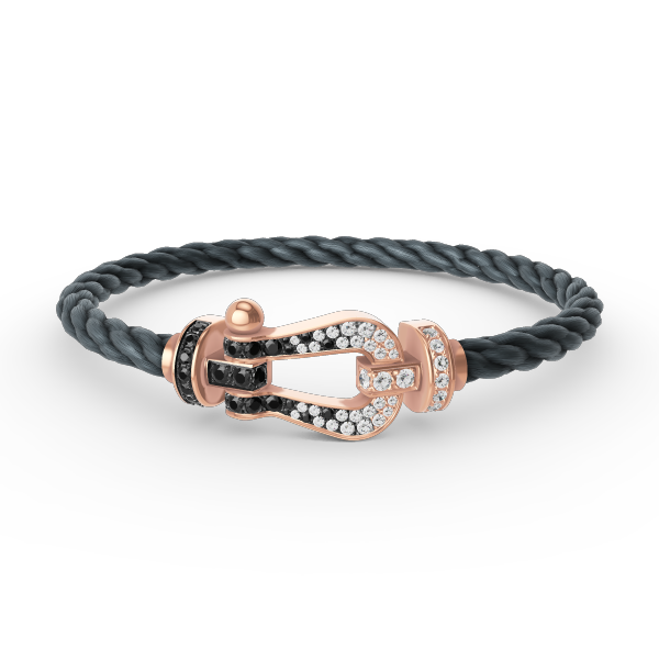 ??MIRA?¡¥FORCE LARGE HORSESHOE BLACK WHITE DIAMOND BRACELET ROSE GOLD