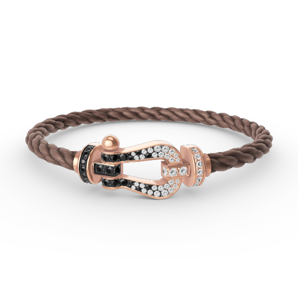 ??MIRA?¡¥FORCE LARGE HORSESHOE BLACK WHITE DIAMOND BRACELET ROSE GOLD