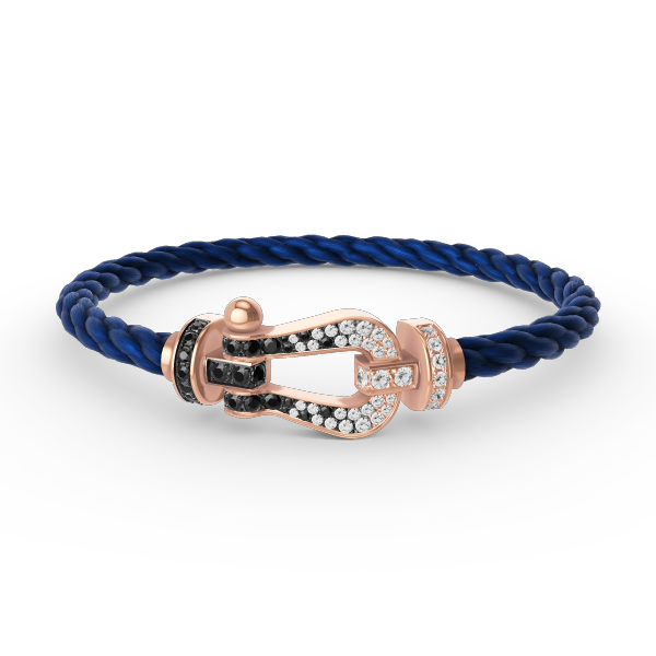 ??MIRA?¡¥FORCE LARGE HORSESHOE BLACK WHITE DIAMOND BRACELET ROSE GOLD