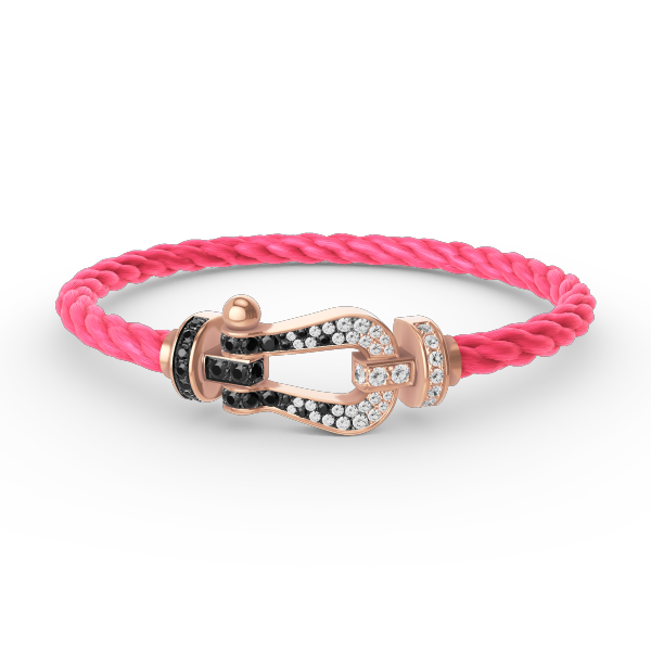 ??MIRA?¡¥FORCE LARGE HORSESHOE BLACK WHITE DIAMOND BRACELET ROSE GOLD