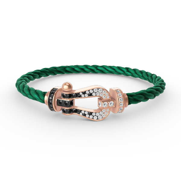 ??MIRA?¡¥FORCE LARGE HORSESHOE BLACK WHITE DIAMOND BRACELET ROSE GOLD