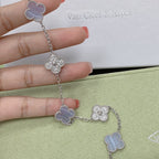 [MIRA]New  CLOVER 5 MOTIF PURPLE CHALCEDONY BRACELET COLLECTION