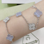 [MIRA]New  CLOVER 5 MOTIF PURPLE CHALCEDONY BRACELET COLLECTION