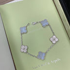 [MIRA]New  CLOVER 5 MOTIF PURPLE CHALCEDONY BRACELET COLLECTION