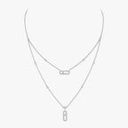 [MIRA]2 Rows Rose Gold Diamond Pave_ Necklace Move Uno