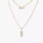 [MIRA]2 Rows Rose Gold Diamond Pave_ Necklace Move Uno